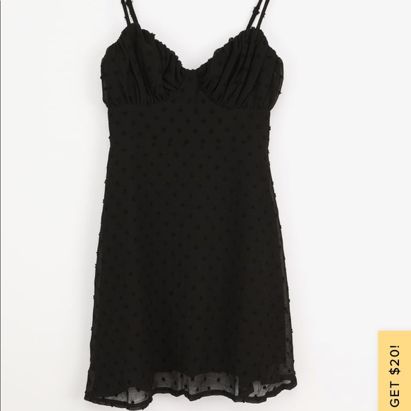 Lulus Black Swiss Dot Dress Extra Small - Picture 4 of 5